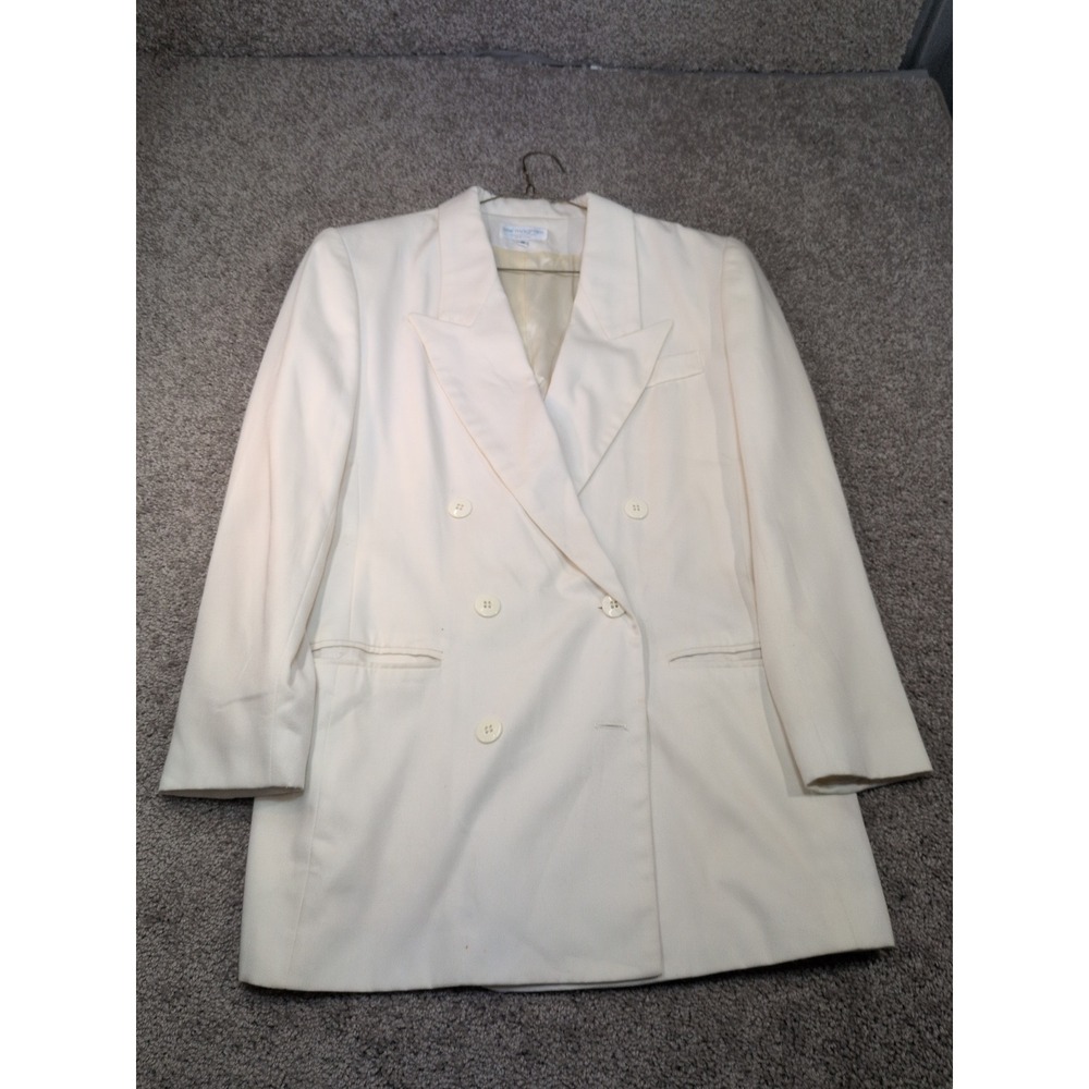 Lew Magram Vintage Double Breasted Blazer Cream Off-White Size 8 Made in USA